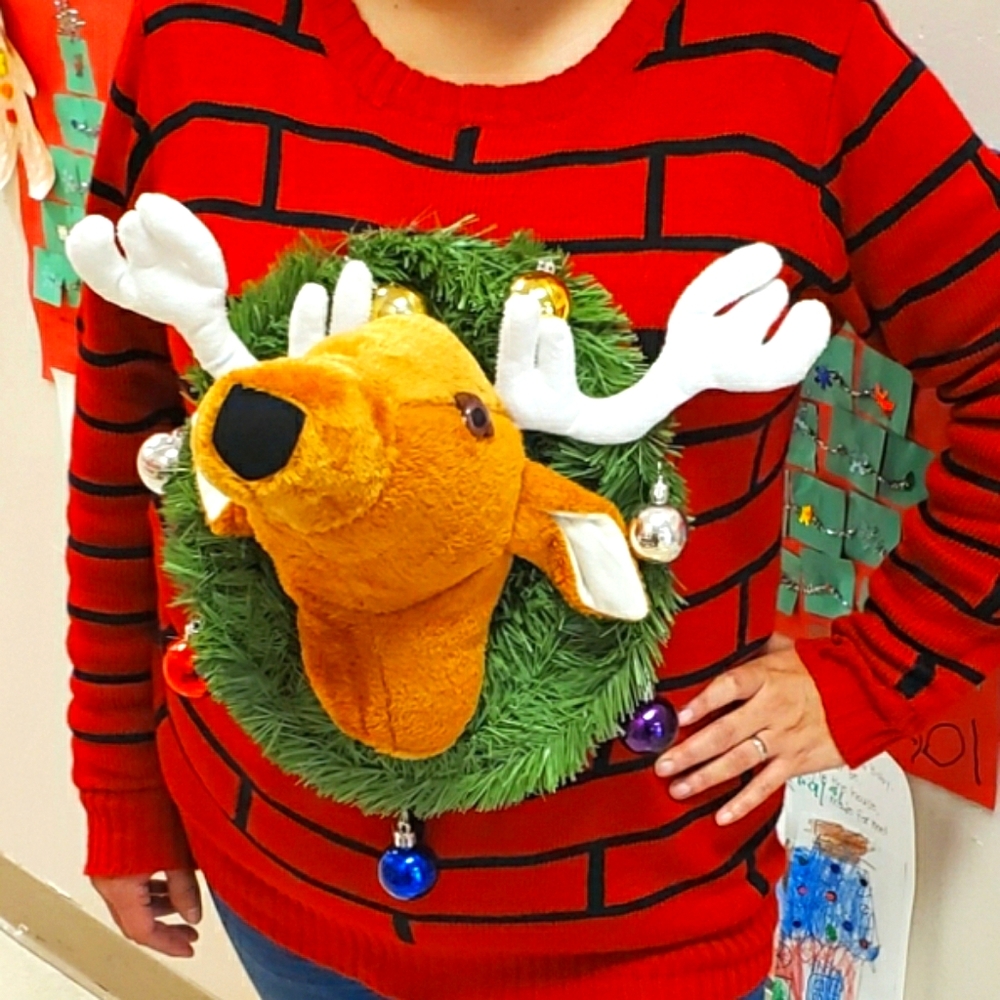 Ugly Christmas Sweater Reindeer Head